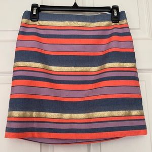 J. Crew Strip Gold Metallic Skirt A-Line Size 0